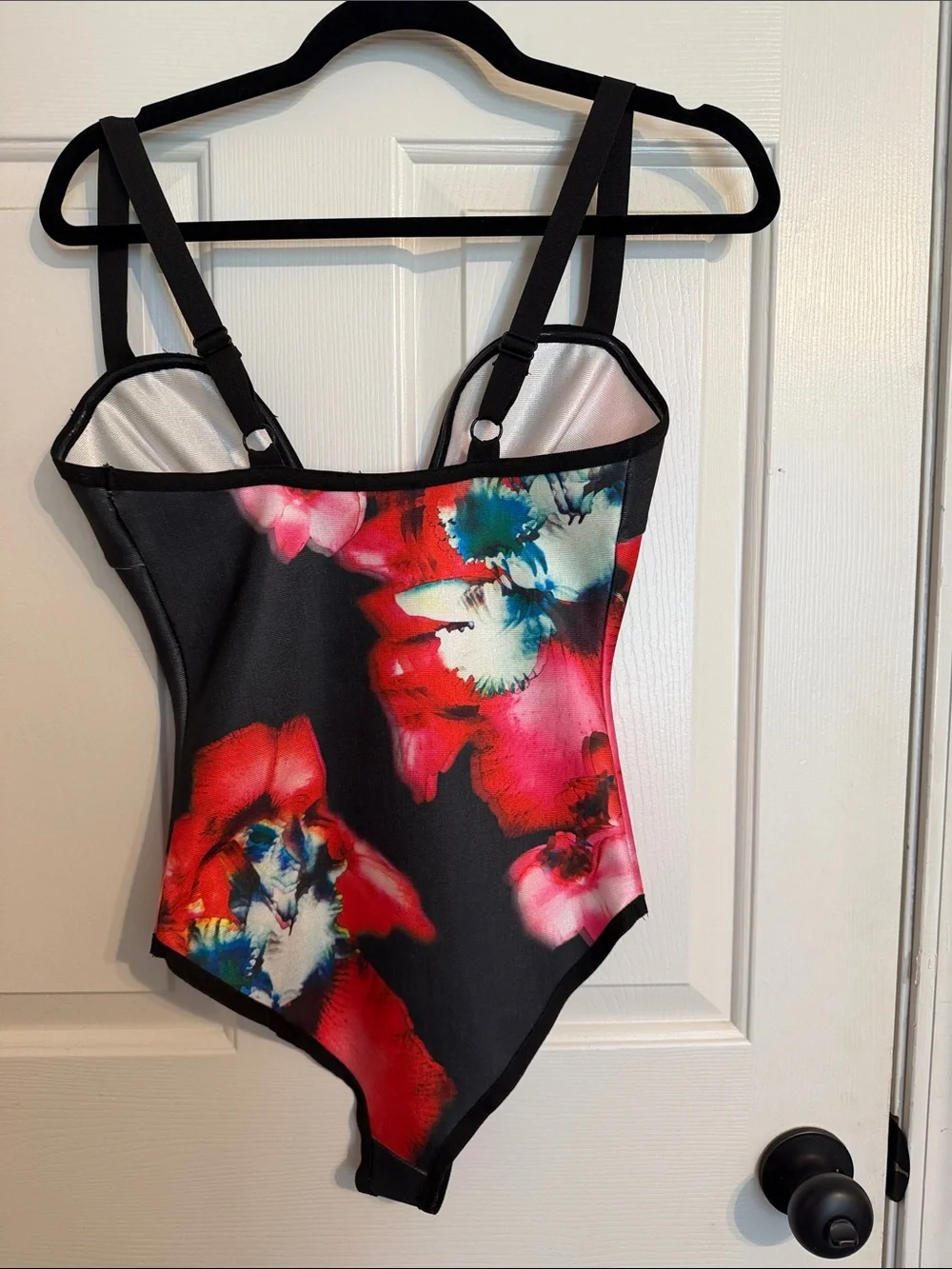 WOW couture Black One-Piece Swimsuit with Bright Floral Print